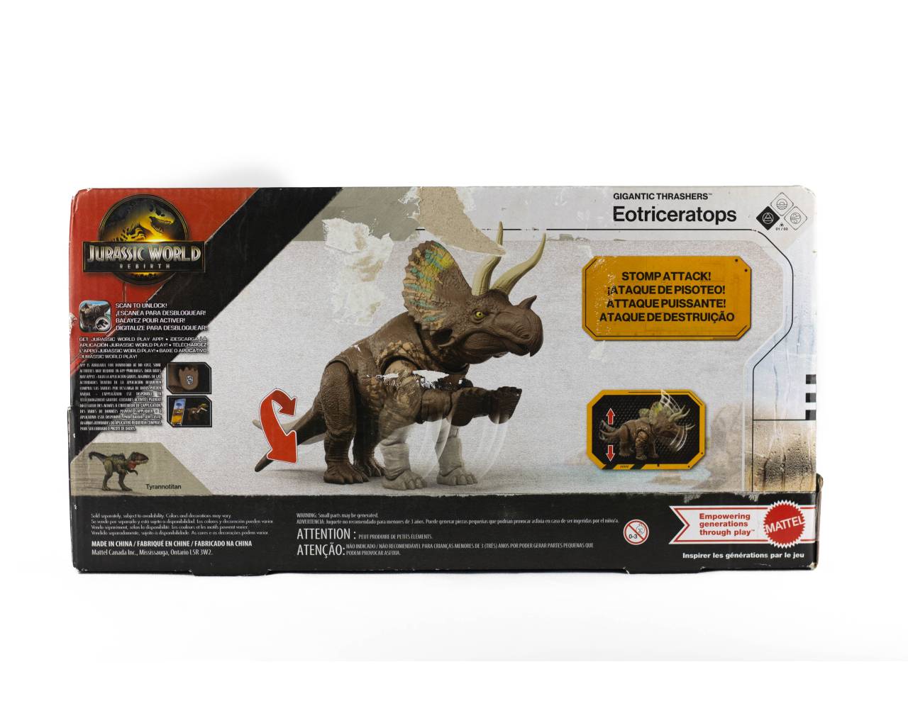 JURASSIC WORLD EOTRICERATOPS JUGUETE MARCA MATTEL