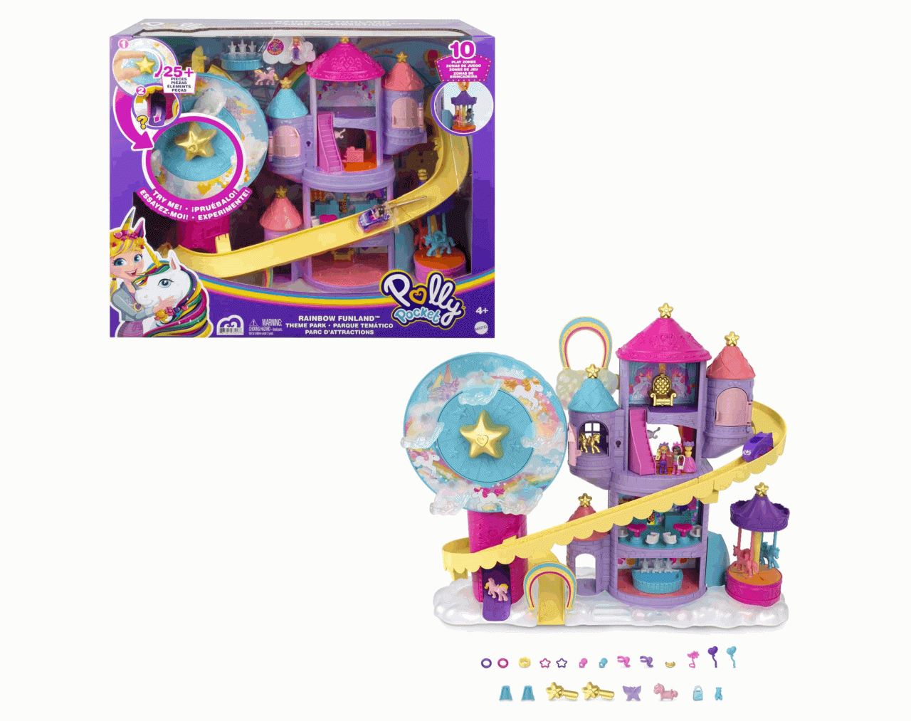 Polly Pocket Rainbow Funland Theme Park - Parque Diversiones Fantasía